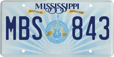 MS license plate MBS843