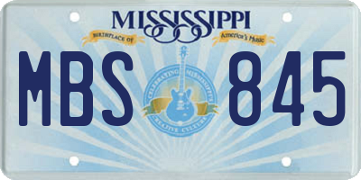MS license plate MBS845