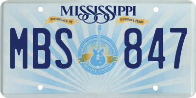 MS license plate MBS847