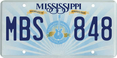 MS license plate MBS848