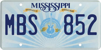 MS license plate MBS852