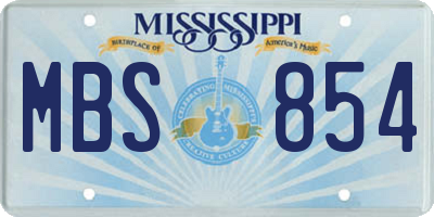 MS license plate MBS854
