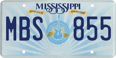 MS license plate MBS855