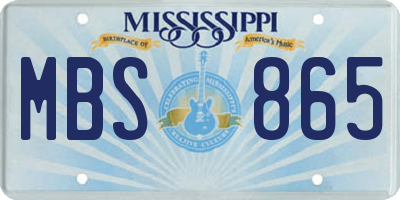 MS license plate MBS865