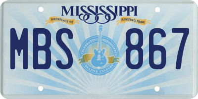 MS license plate MBS867