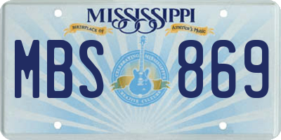 MS license plate MBS869