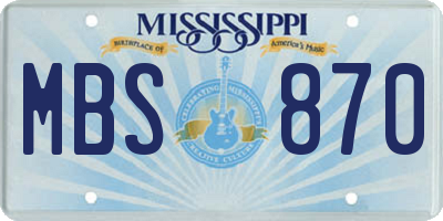 MS license plate MBS870