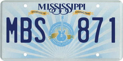 MS license plate MBS871