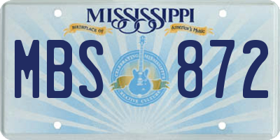 MS license plate MBS872