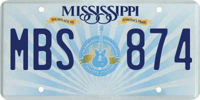 MS license plate MBS874