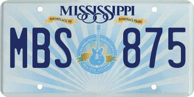 MS license plate MBS875