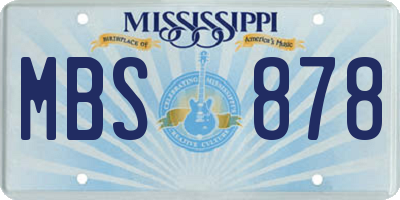 MS license plate MBS878