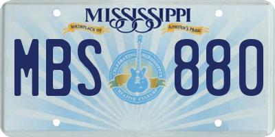 MS license plate MBS880