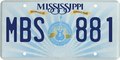 MS license plate MBS881