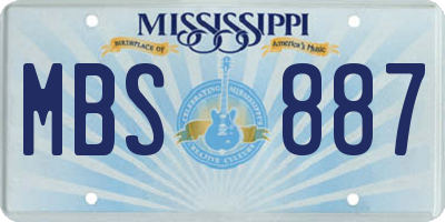 MS license plate MBS887