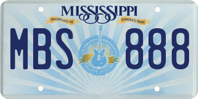 MS license plate MBS888