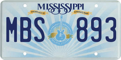 MS license plate MBS893