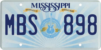 MS license plate MBS898