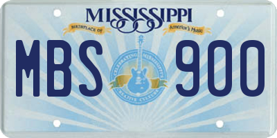 MS license plate MBS900