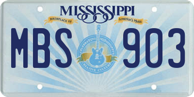 MS license plate MBS903