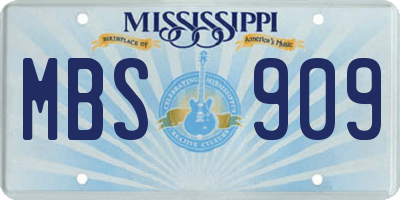 MS license plate MBS909