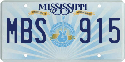 MS license plate MBS915