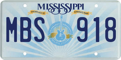 MS license plate MBS918