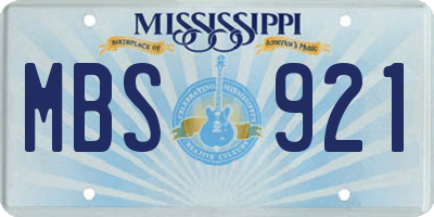 MS license plate MBS921