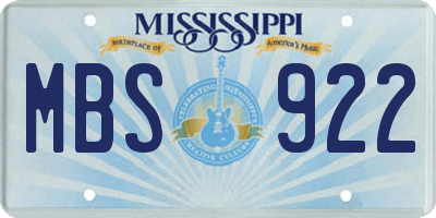 MS license plate MBS922