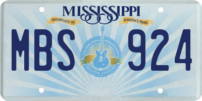 MS license plate MBS924