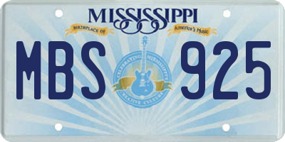 MS license plate MBS925