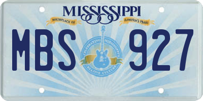 MS license plate MBS927