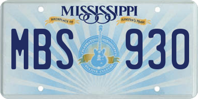MS license plate MBS930