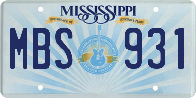 MS license plate MBS931