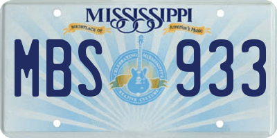 MS license plate MBS933