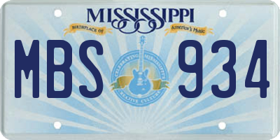 MS license plate MBS934