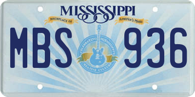 MS license plate MBS936