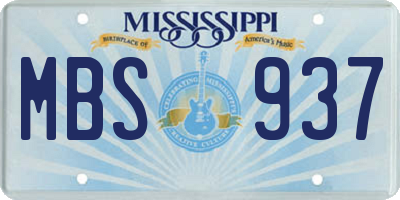 MS license plate MBS937