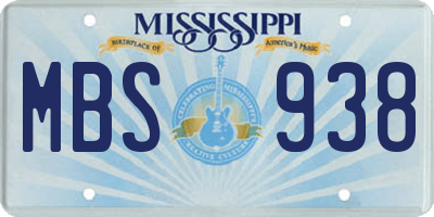 MS license plate MBS938