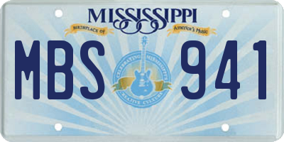 MS license plate MBS941