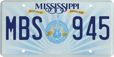 MS license plate MBS945