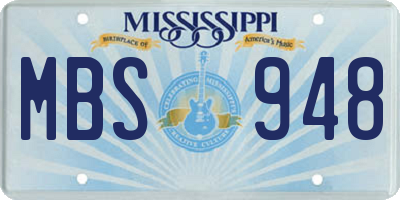 MS license plate MBS948