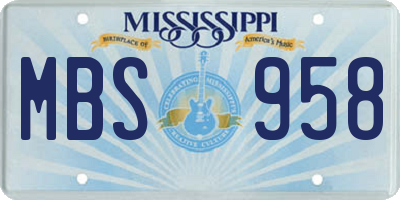 MS license plate MBS958
