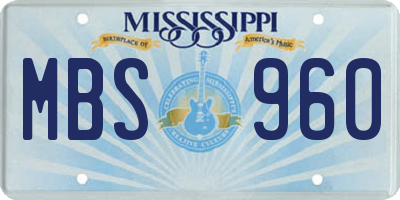 MS license plate MBS960