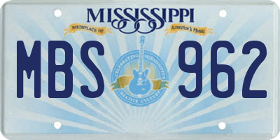 MS license plate MBS962