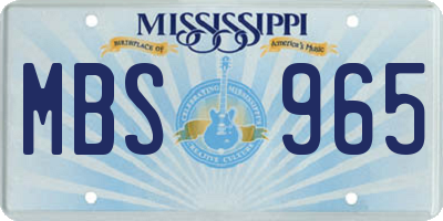 MS license plate MBS965