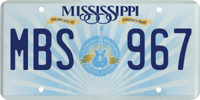 MS license plate MBS967