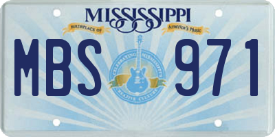 MS license plate MBS971