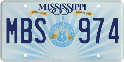 MS license plate MBS974