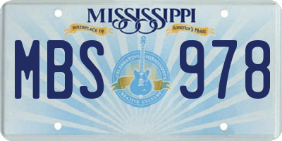 MS license plate MBS978